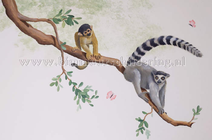 apen muurschildering echt