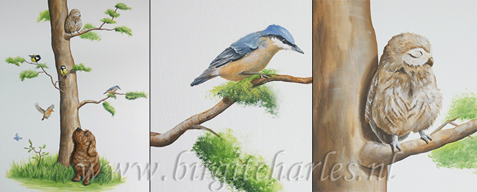 boom vogels muurschildering boom vogels muurschildering