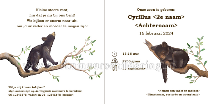 dieren geboortekaart