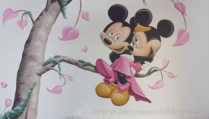 Minnie Mouse muurschildering