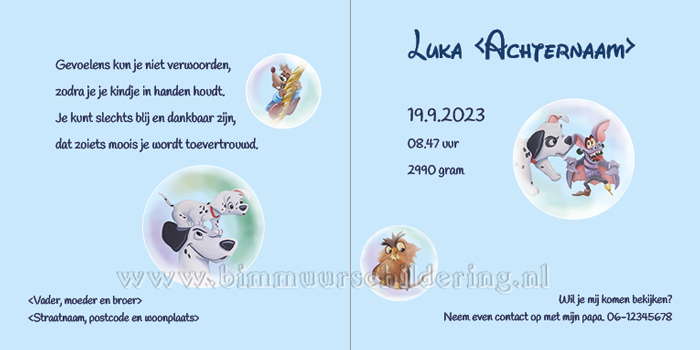 Disney geboortekaart dalmatiers jongen