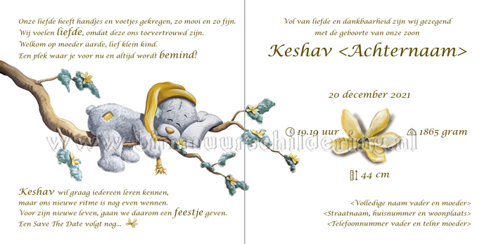 Me to you geboortekaartje gedichtje