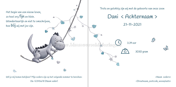 draakje dirk geboortekaart