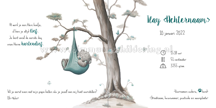 geboortekaart met foto muurschildering geboortekaart met foto muurschildering