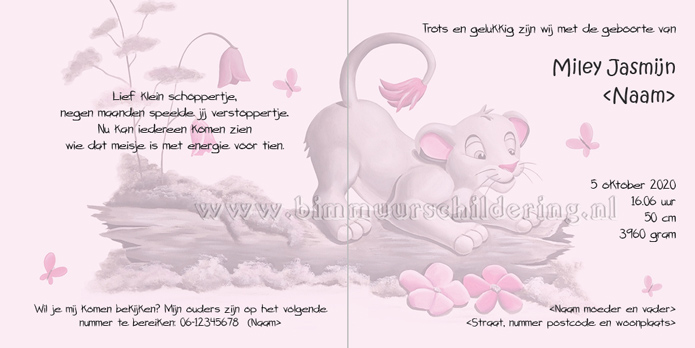 simba geboortekaart meisje