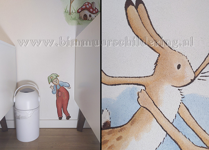 kabouter klus schildering op korrel structuur muur kabouter klus muur korrel