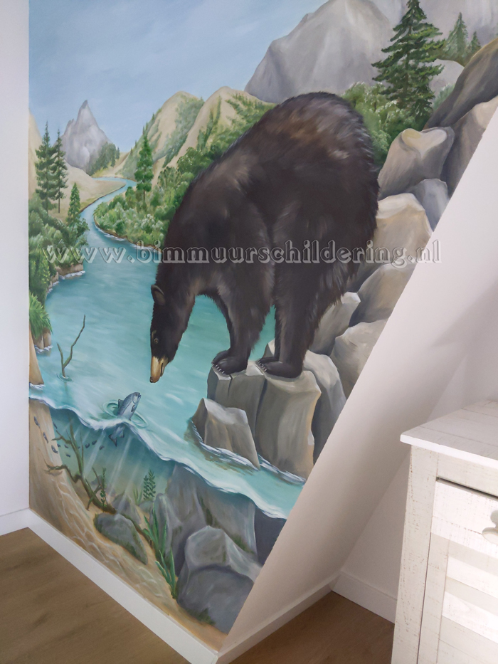 landschap muurschildering water