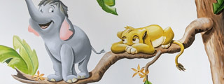 simba babykamer jungle muurschildering