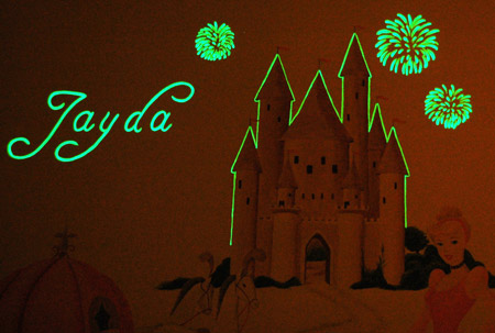 Vuurwerk en naam bij kasteel van prinses prinses-kasteel-vuurwerk