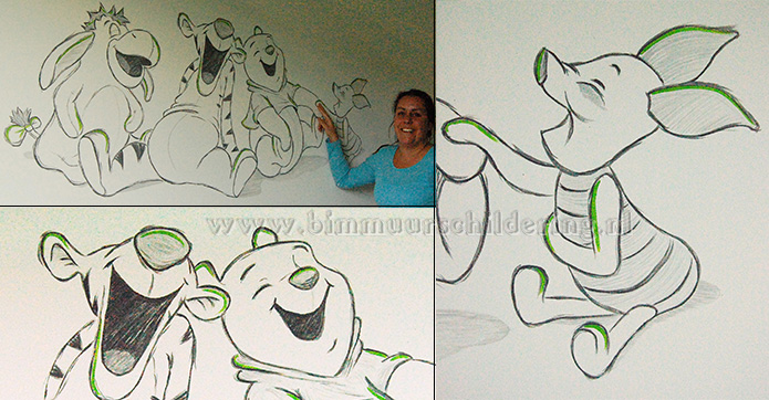 winnie the pooh muurtekening winnie the pooh muurtekening