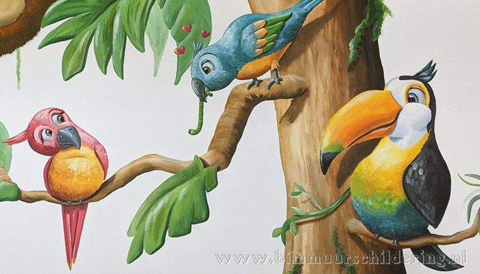 jungle kinderkamer muurschildering